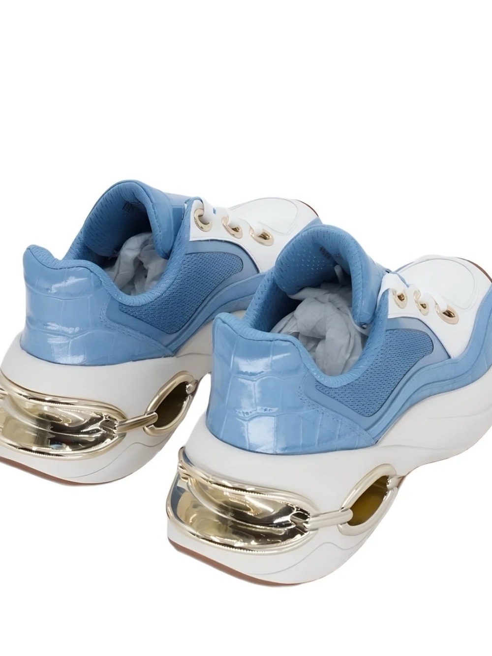 Michael Kors Women's Light Blue and White Platform Sneakers - Picture 2 of 7
